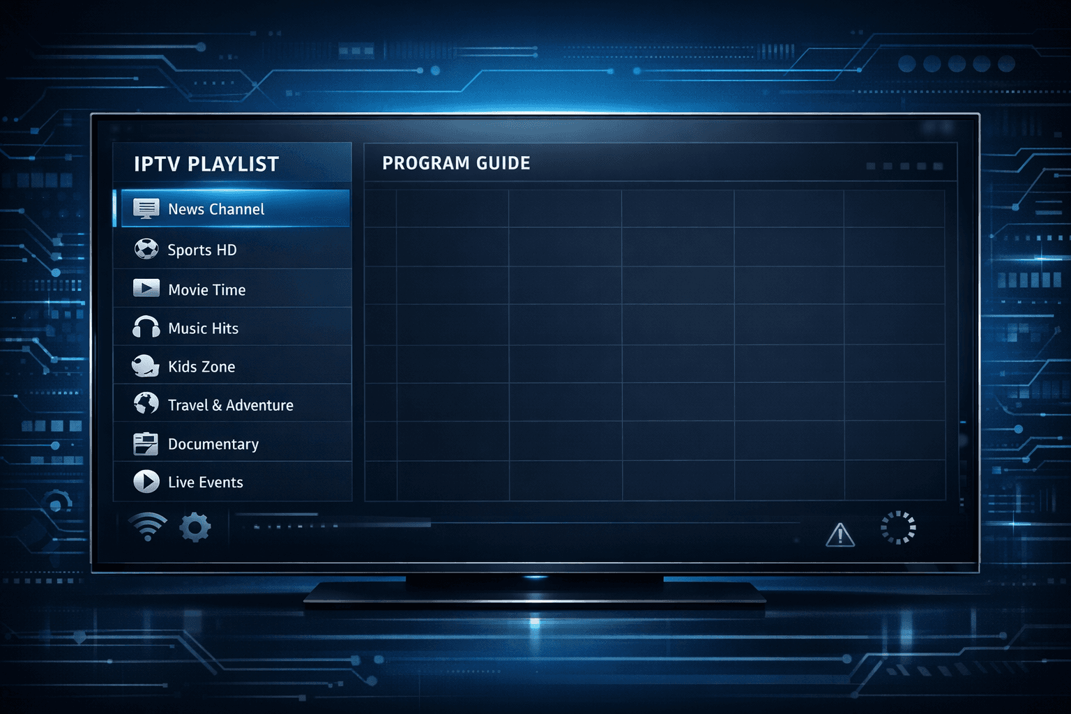 TiviMate app showing playlist loaded but no EPG guide
