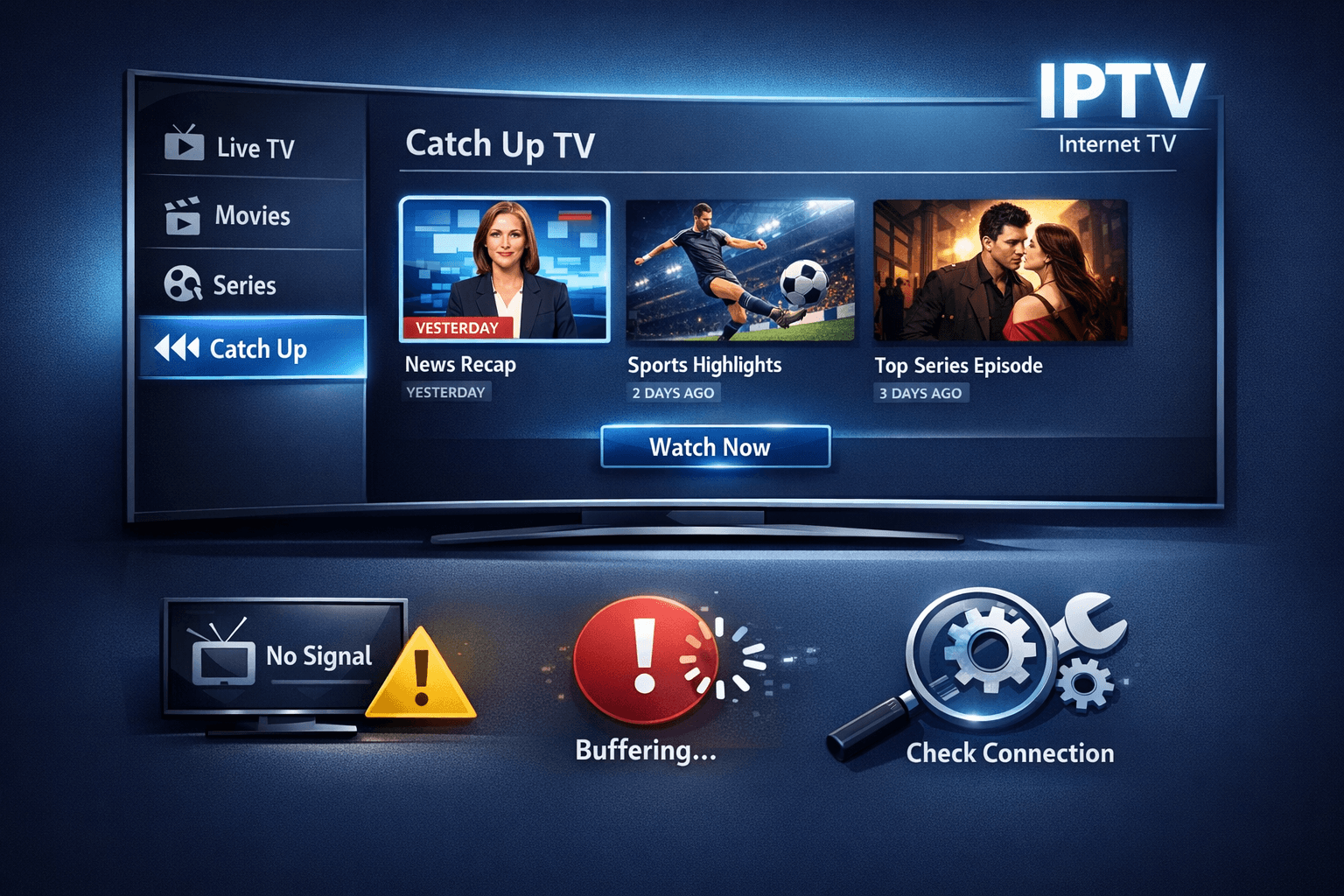TiviMate app screen showing catch-up TV options