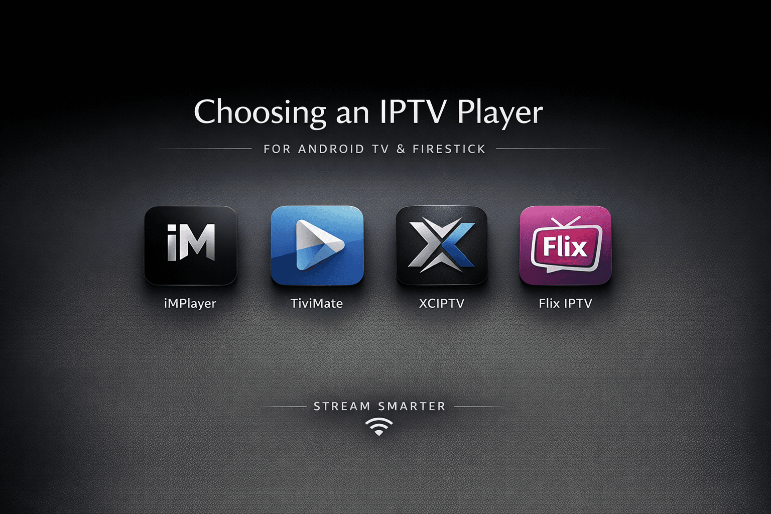 Modern Android TV and Amazon Firestick devices displaying IPTV streaming interfaces with futuristic digital network background