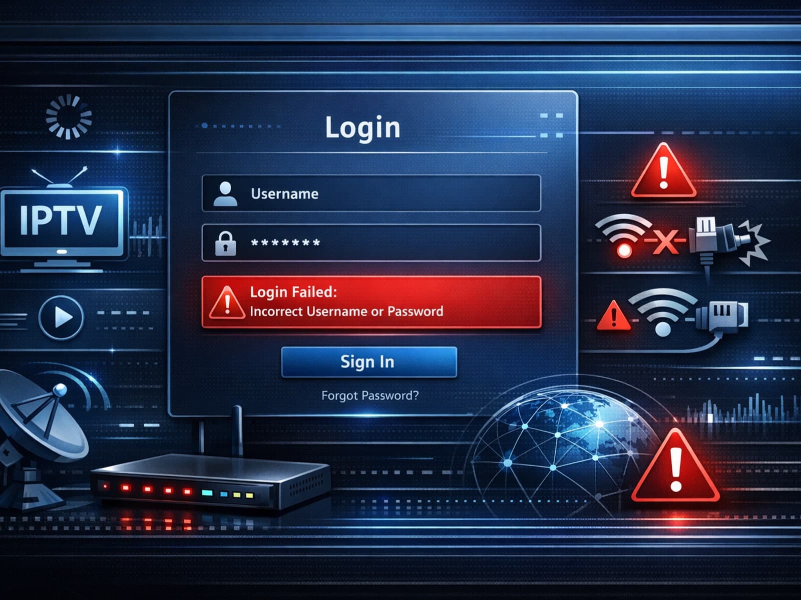 Xtream Codes login error on IPTV app interface