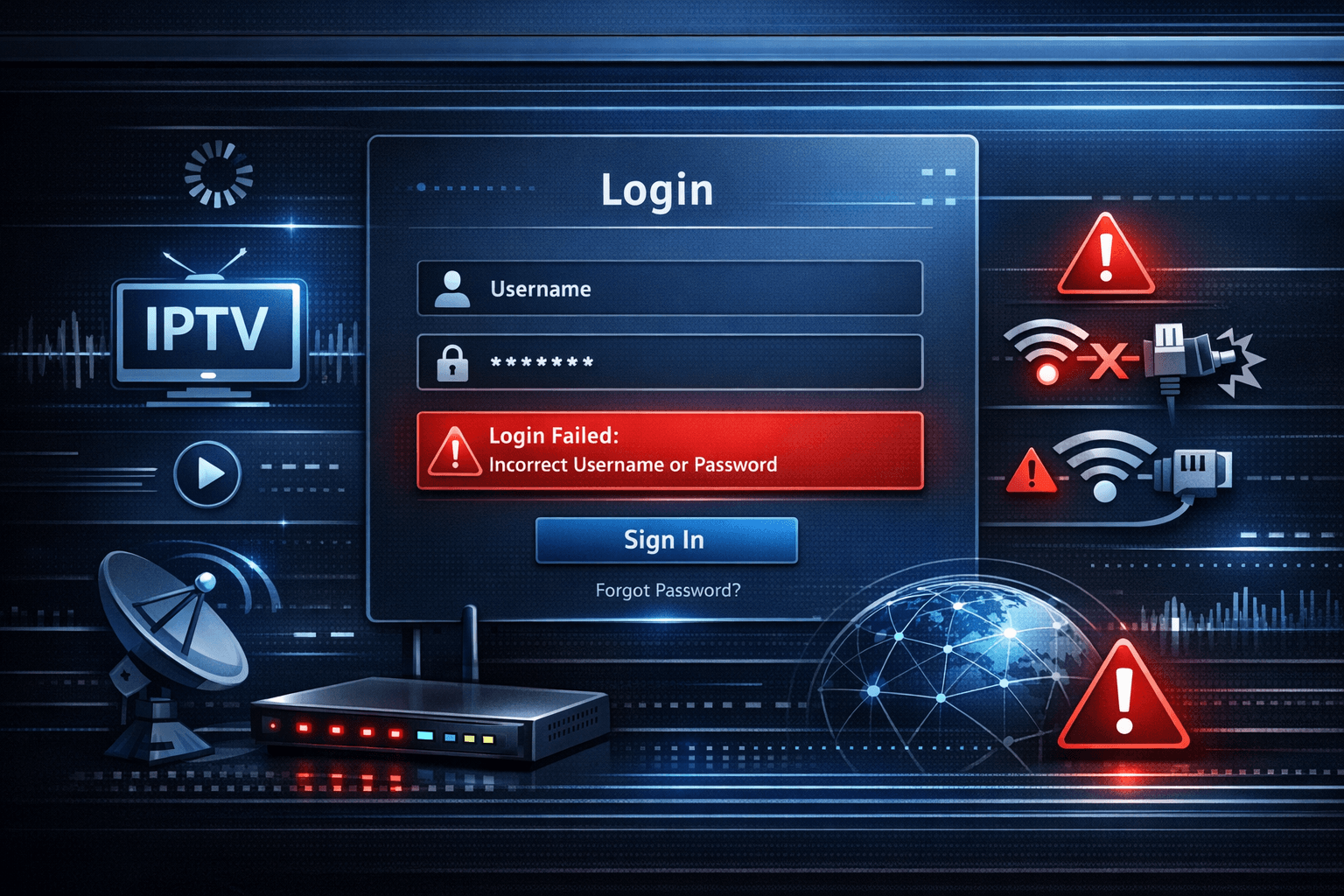 Xtream Codes login error on IPTV app interface