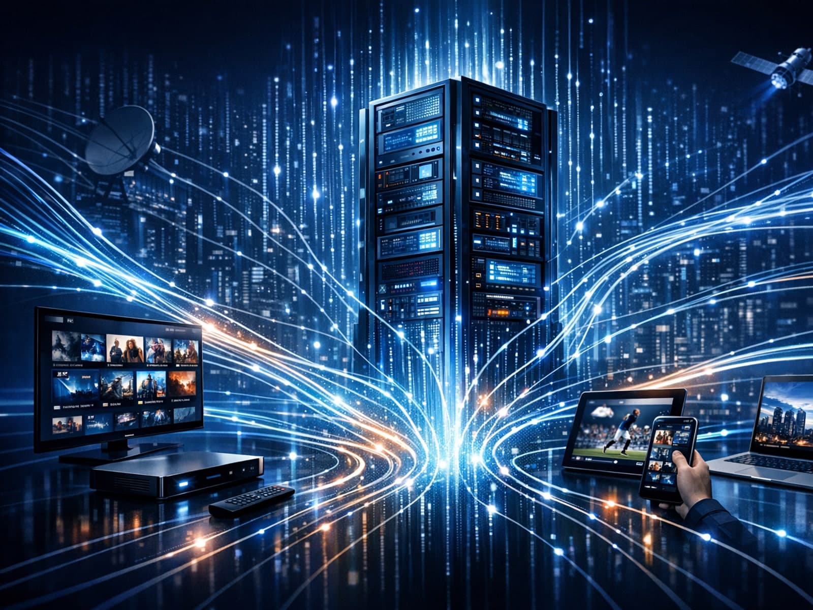 Diagram showing the structure of an Xtream Codes server URL for IPTV setup