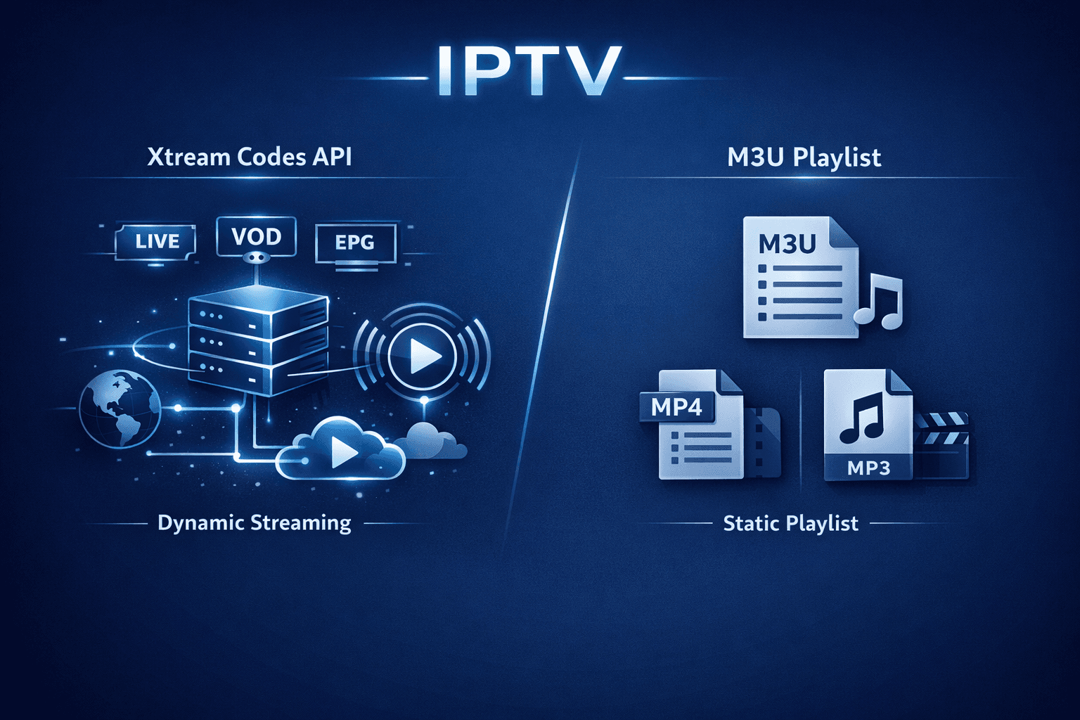 Comparison of IPTV streaming using Xtream Codes API versus M3U playlists