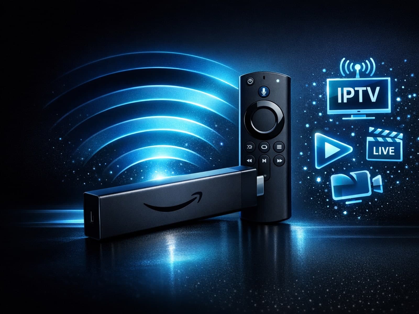 High-tech Fire TV Stick connected wirelessly with optimal WiFi settings visualized