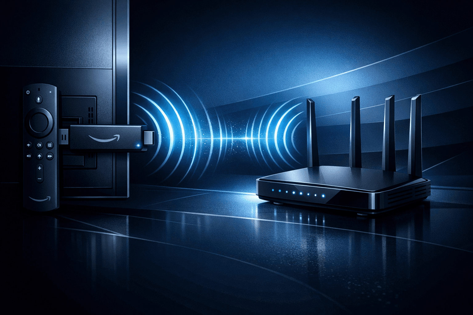 Fire TV Stick connected to WiFi for IPTV streaming showing optimal signal