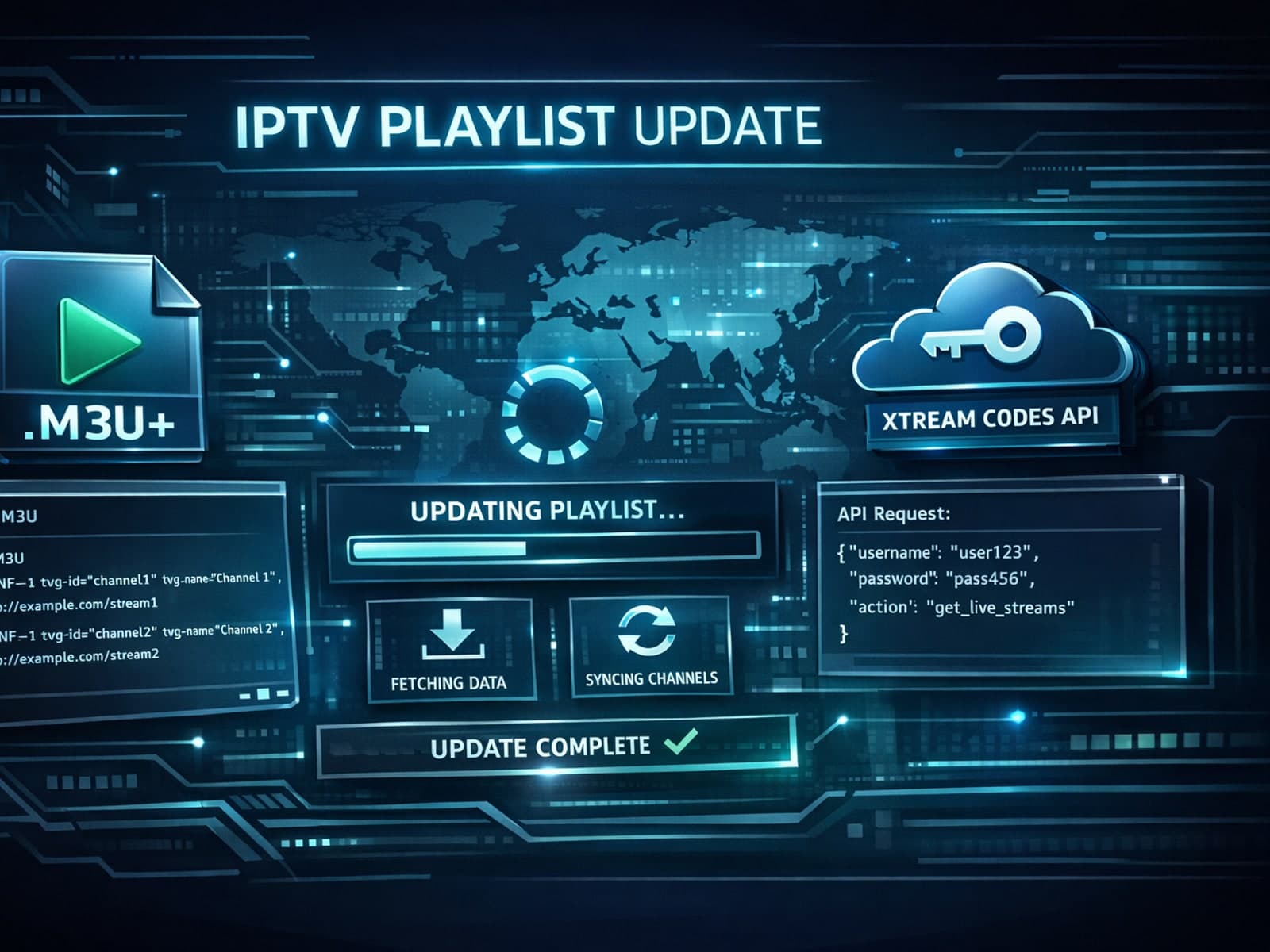Comparison of M3U Plus and Xtream Codes API for IPTV playlist updates