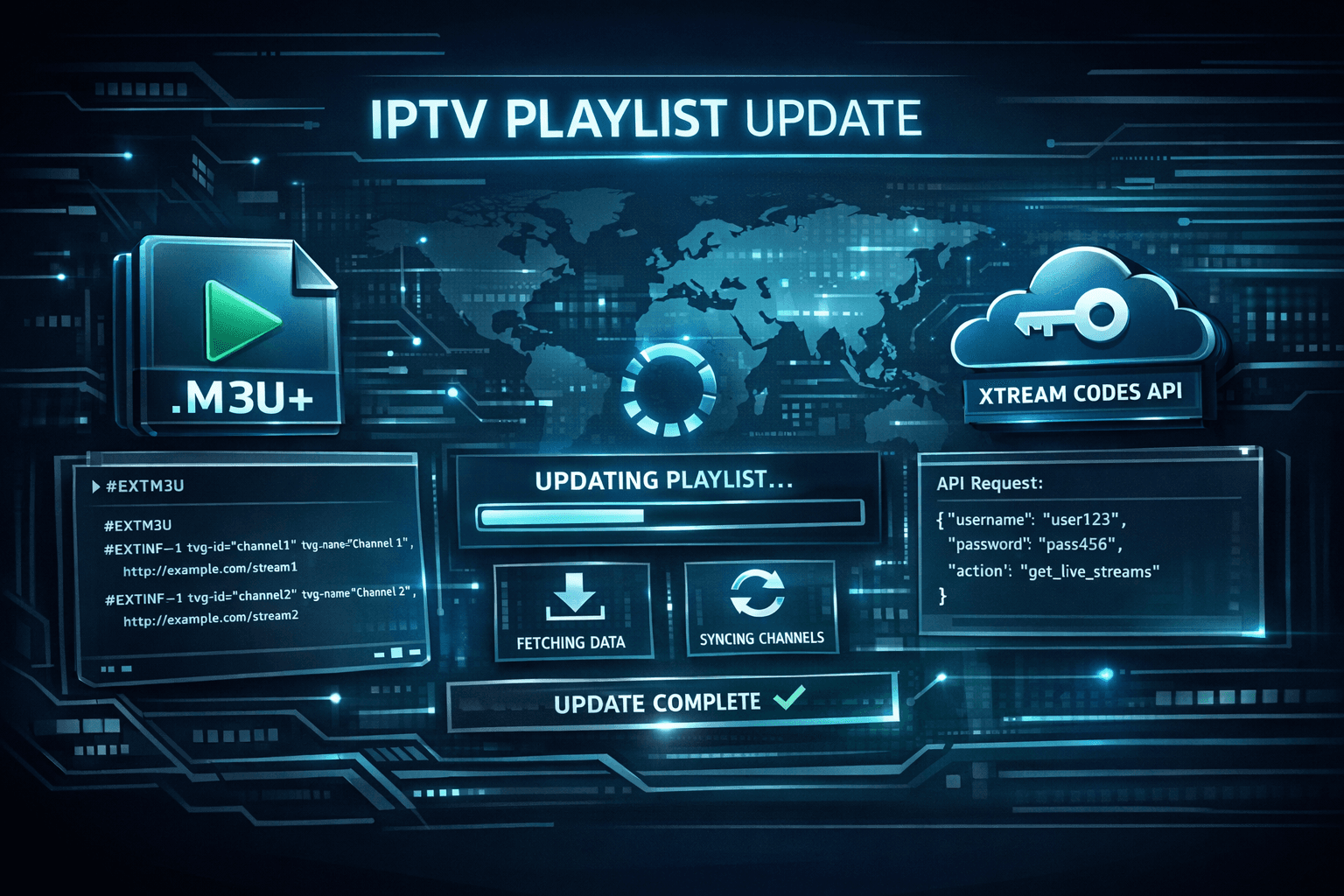 Comparison of M3U Plus and Xtream Codes API for IPTV playlist updates