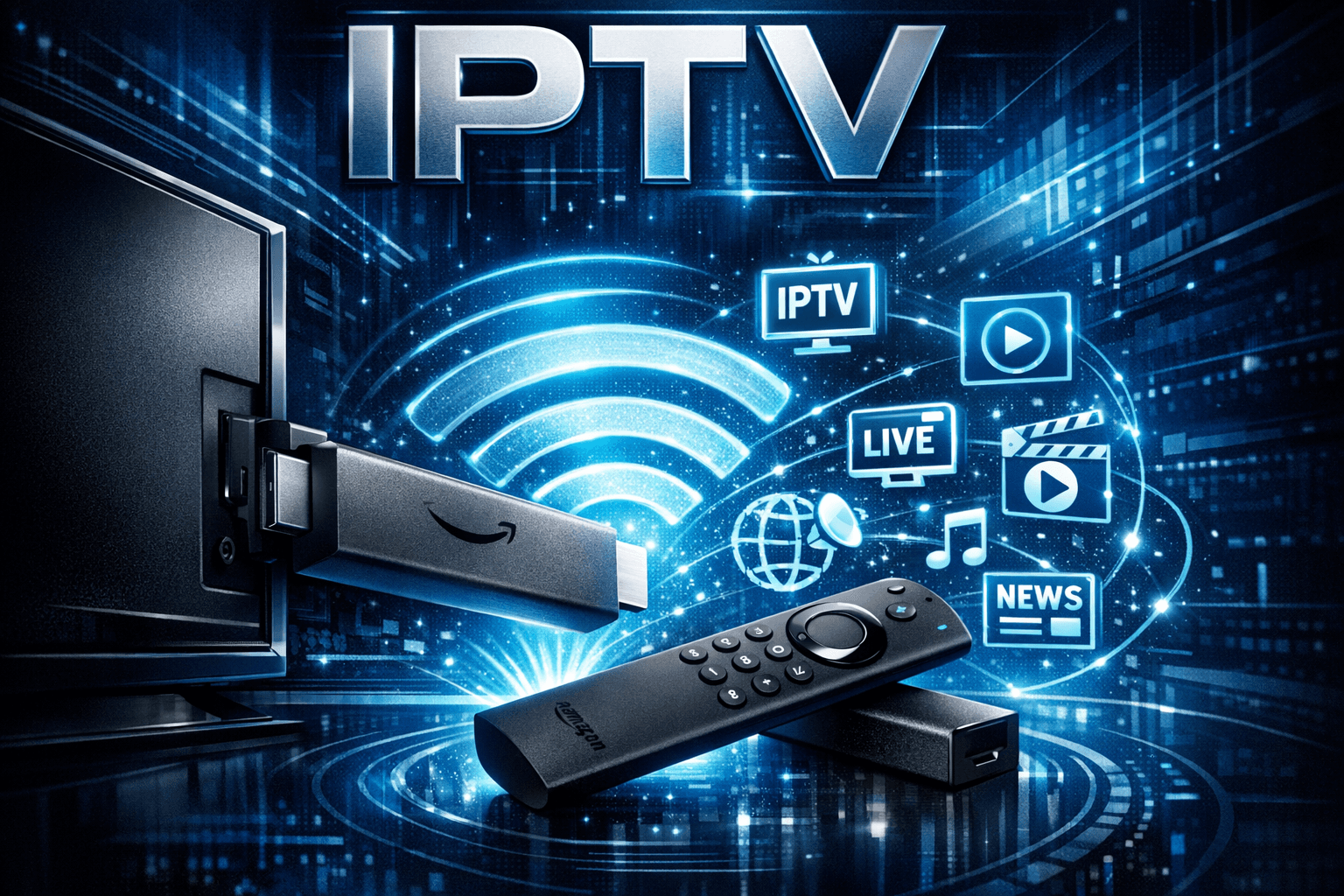 Fire TV Stick connected to 5 GHz WiFi for IPTV streaming