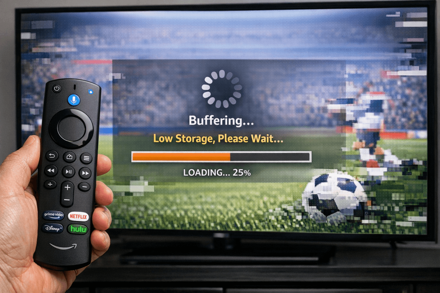 Fire TV Stick displaying buffering issue due to low storage