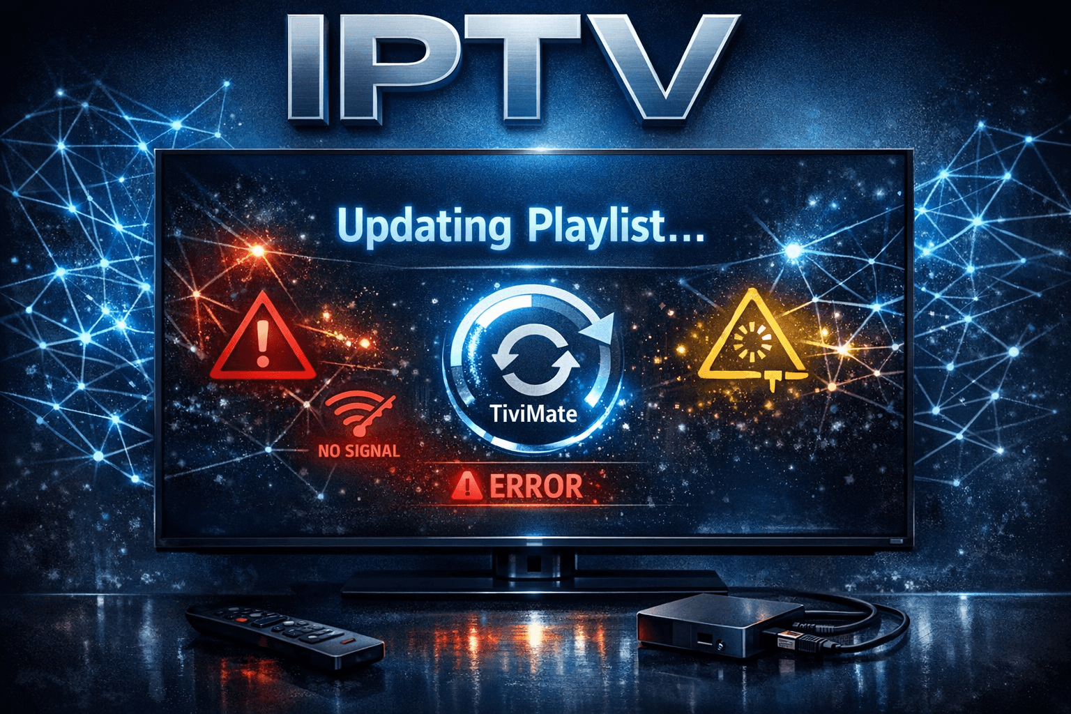 TiviMate app displaying a playlist refresh screen with a loading icon