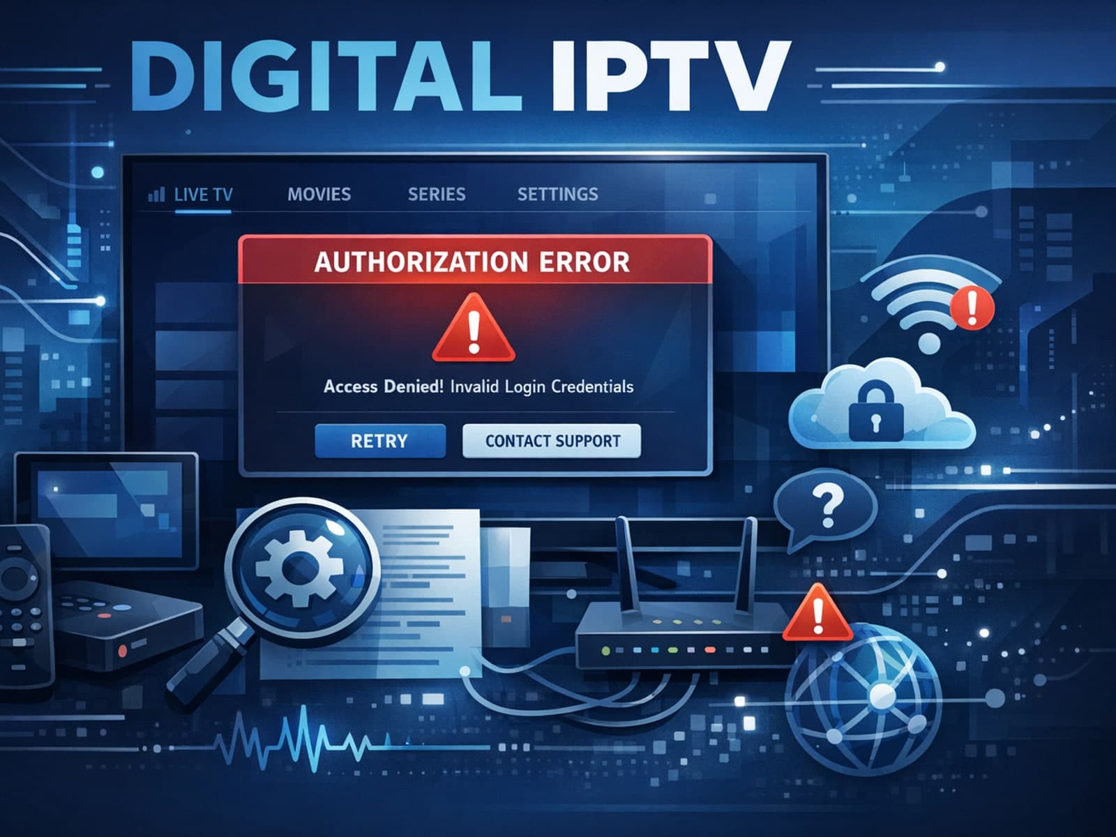 TiviMate app showing Xtream Codes authorization failed error message