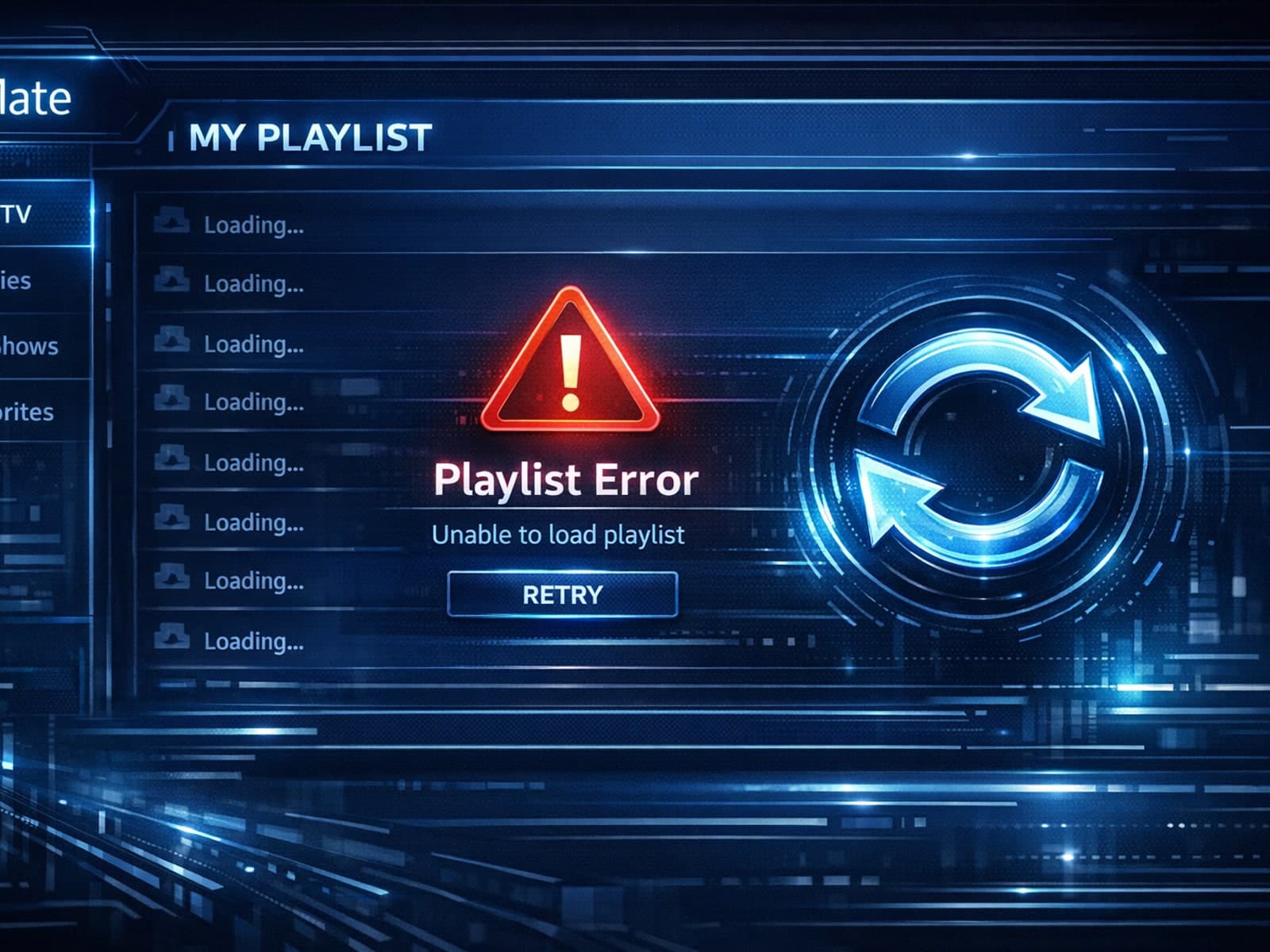 TiviMate app screen showing playlist refresh on a streaming device